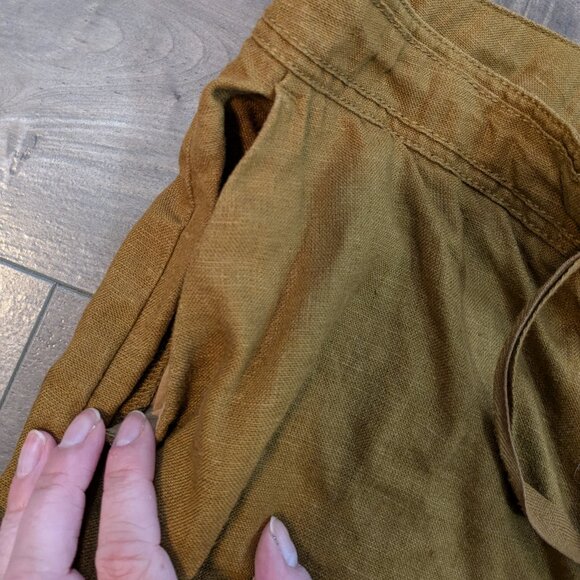 Contemporaine Brown Linen Pants with Tie Waist - Picture 9 of 10